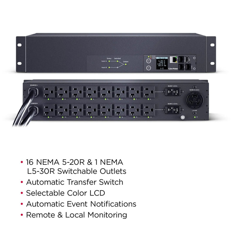 CyberPower Switched ATS Rack PDU 30A 120V SNMP (PDU44003) – Avendor