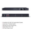 CyberPower Switched ATS PDU with SNMP Network Interface & 12 IEC C13 Outlets (PDU44004)
