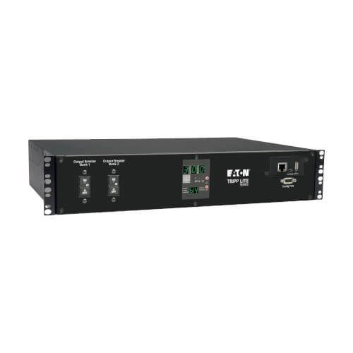 Eaton Tripp Lite 5.8kW Single-Phase Switched Automatic Transfer Switch PDU, 200–240V L6-30P Inputs, 19 Outlets (16 C13, 2 C19, 1 L6-30R), 2U Rackmount, TAA-Compliant — PDUMH30HVATNET