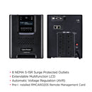 CyberPower Smart App Sinewave Mini-Tower UPS 1500VA/1500W with SNMP Remote Management (PR1500LCDN)