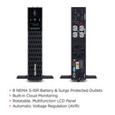 CyberPower Smart App Sinewave Rack/Tower UPS 1500VA/1500W, 2U LCD, AVR, 8 Outlets (PR1500RT2UC)