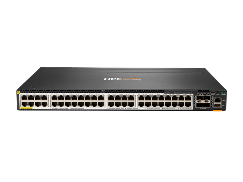 HPE Aruba Networking CX 6300M 48-Port Smart Rate Class 6 PoE and 4-Port SFP56 Switch