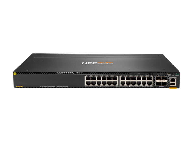 HPE Aruba Networking CX 6300M 24-Port 1GbE Class 4 PoE and 4-Port SFP56 Switch (JL662A)