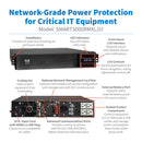 Eaton Tripp Lite SmartPro 3000VA 3000W 120V Line-Interactive Sine Wave UPS, 2U Rack/Tower, LCD, Extended Run, L5-30P, USB, DB9, Network Card Option