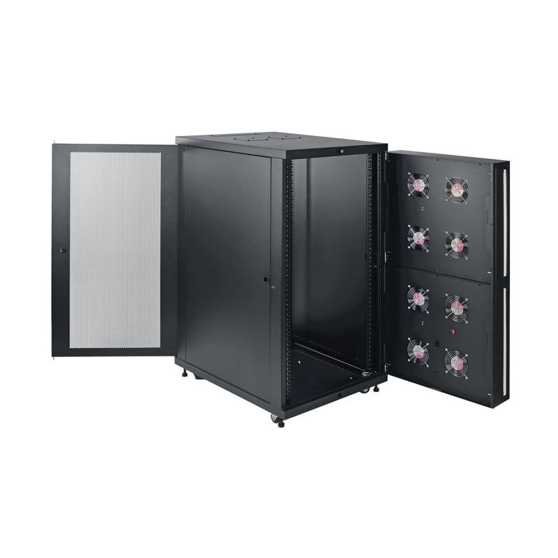 Eaton Tripp Lite SR24UBFFD SmartRack 24U IP54 Standard-Depth Half-Height Rack Enclosure Cabinet with 8 Fans, Dust Filters, and Locking Doors