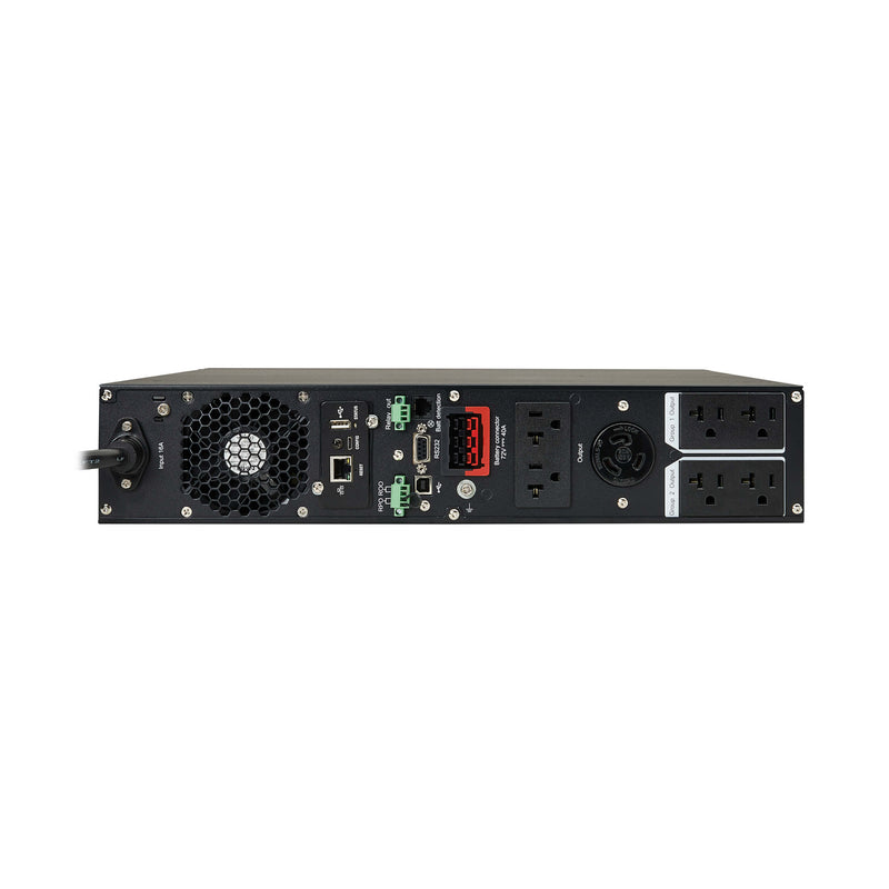 Eaton Tripp Lite SmartOnline 2000VA 1800W 120V Double-Conversion UPS, 2U Rack/Tower, LCD, Extended Run, Network Card, USB, DB9 - SU2200RTXLCDN