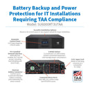 Eaton Tripp Lite SU6000RT3UTAA SmartOnline 6000VA 5400W 208V Double-Conversion UPS with Network Card, Extended Run, 3U Rack/Tower, TAA Compliant