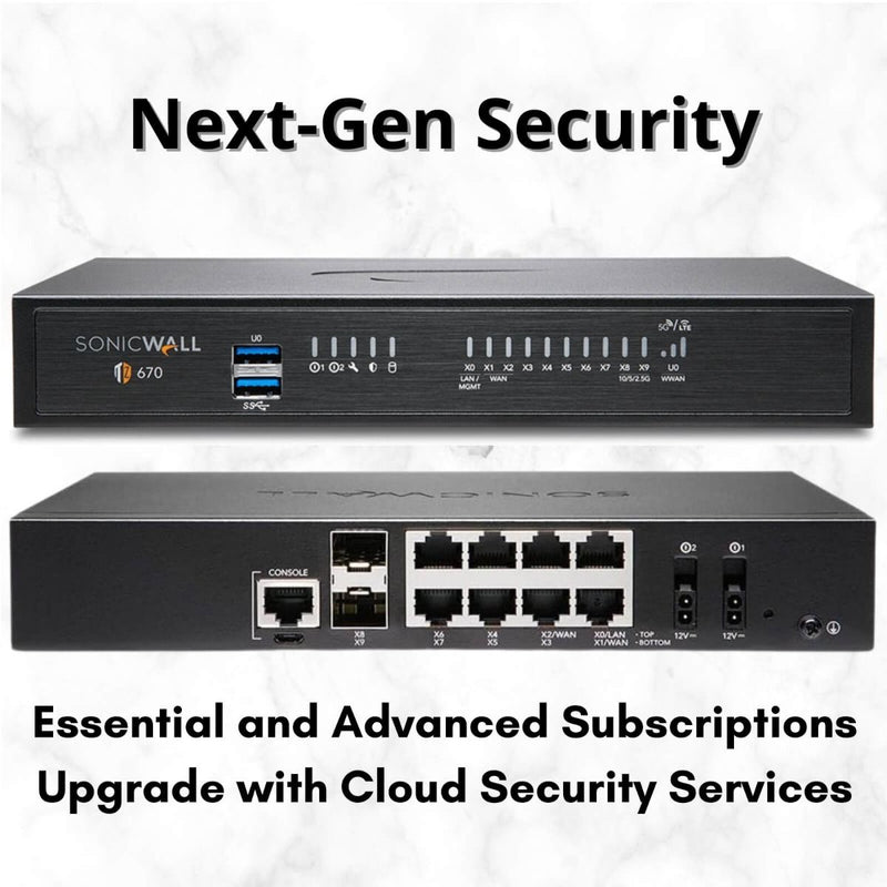 SonicWall TZ670 Advanced Edition Security Appliance – Desktop – 10GbE