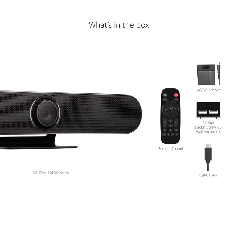 ViewSonic VB-CAM-201 4K Ultra HD Video Conferencing Camera with AI Voice Tracking and 120° Wide-Angle Lens