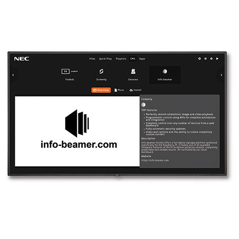 NEC V754Q-MPI | 4K UHD Display with integrated SoC MediaPlayer w/ CMS platform NEC